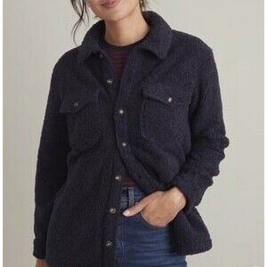MARINE LAYER Eden Sherpa Overshirt in Navy  Women’s Size XS $145